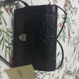 Patricia Nash Black Tooled Leather Bag
